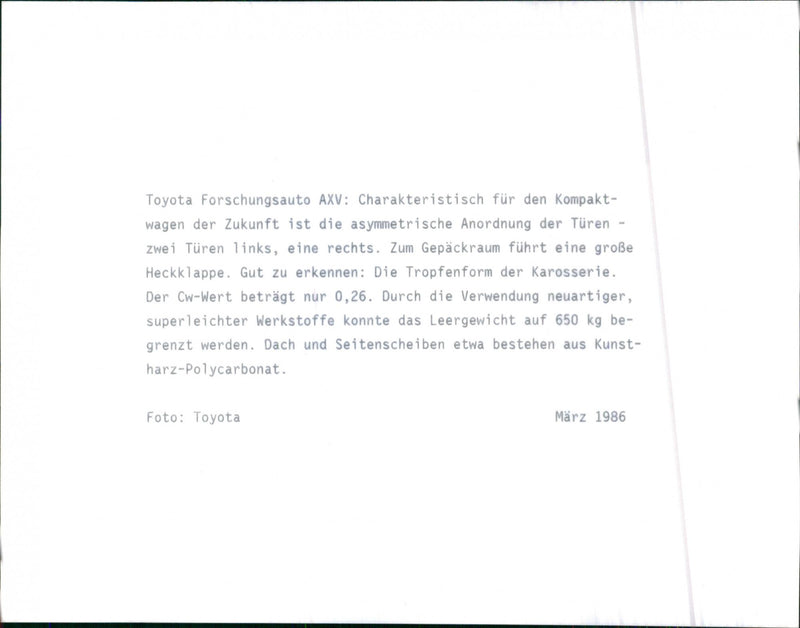 Toyota AXV - Vintage Photograph