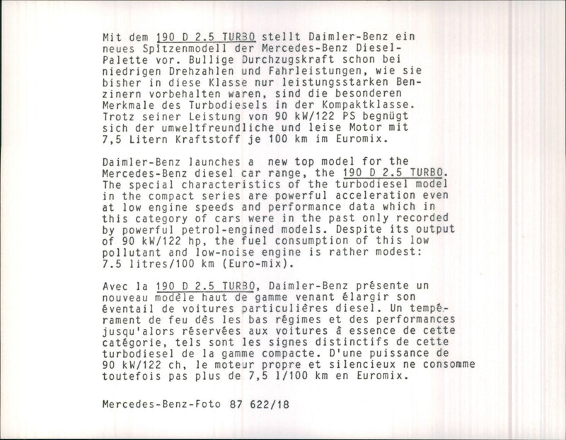 Mercedes-Benz 190 D 2.5 Turbo - Vintage Photograph