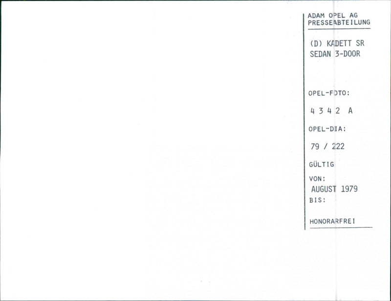 Opel Kadett SR - Vintage Photograph