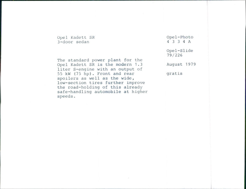 Opel Kadett SR - Vintage Photograph