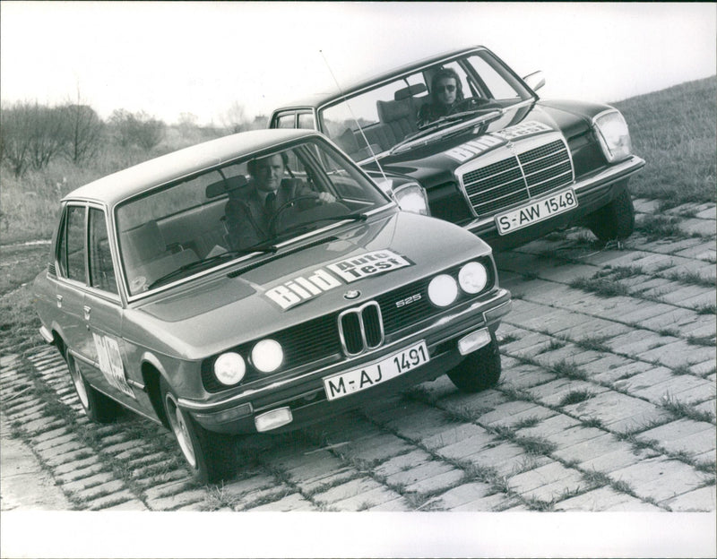 BMW 525 and Mercedes Benz - Vintage Photograph