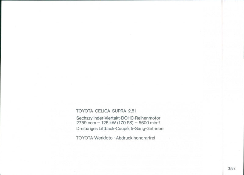 Toyota Celica Supra 2.8i - Vintage Photograph