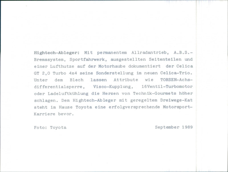 Toyota Celica GT 2.0 - Vintage Photograph