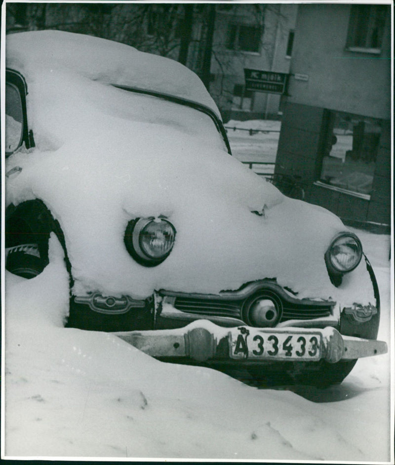 Snow covered car - winter photography by Ellen Dahlberg - Vintage Photograph