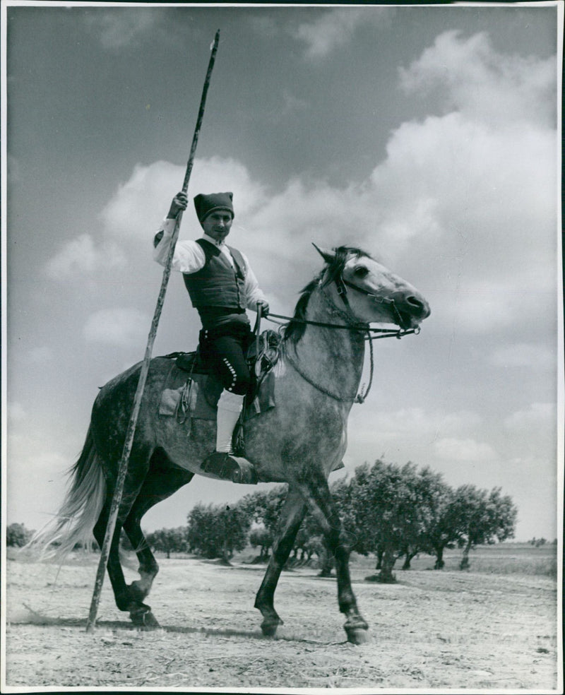 A bullfighter on his horse, Portugal - Vintage Photograph