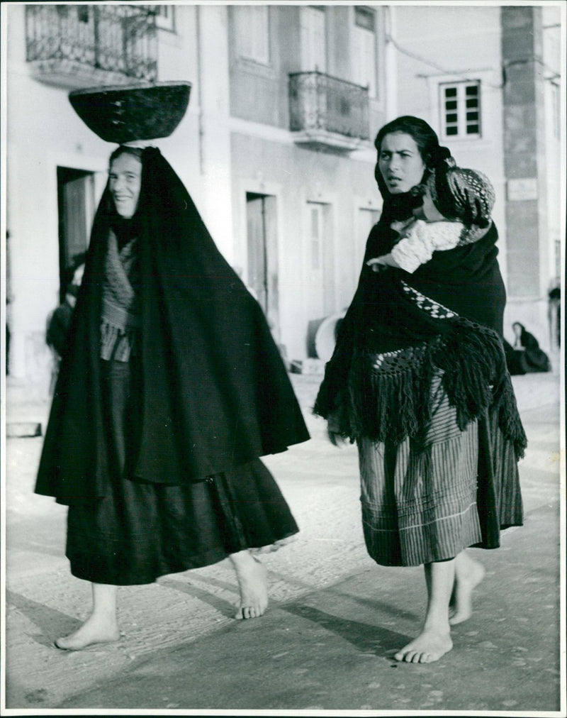 Two women ion the street in Nazaré, Portugal - Vintage Photograph