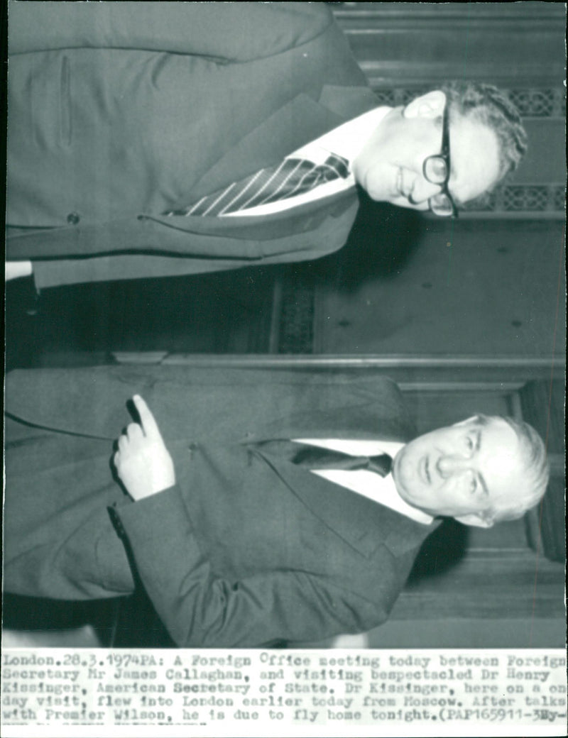 Henry Kissinger and James Callaghan - Vintage Photograph