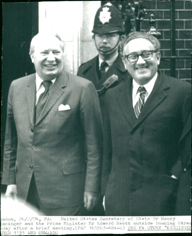 Henry Kissinger and Edward Heath. - Vintage Photograph