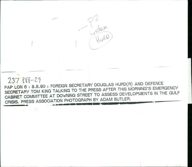 Tom King and Douglas Hurd - Vintage Photograph