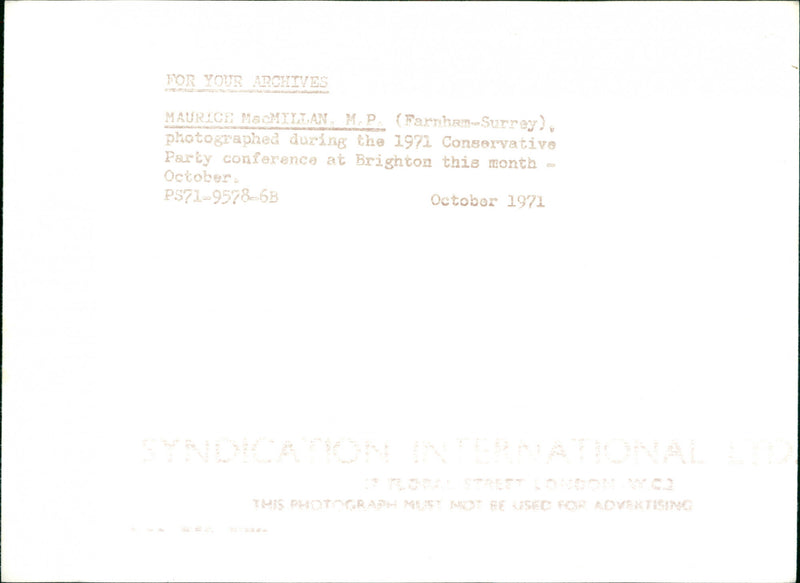 Maurice Macmillan - Vintage Photograph
