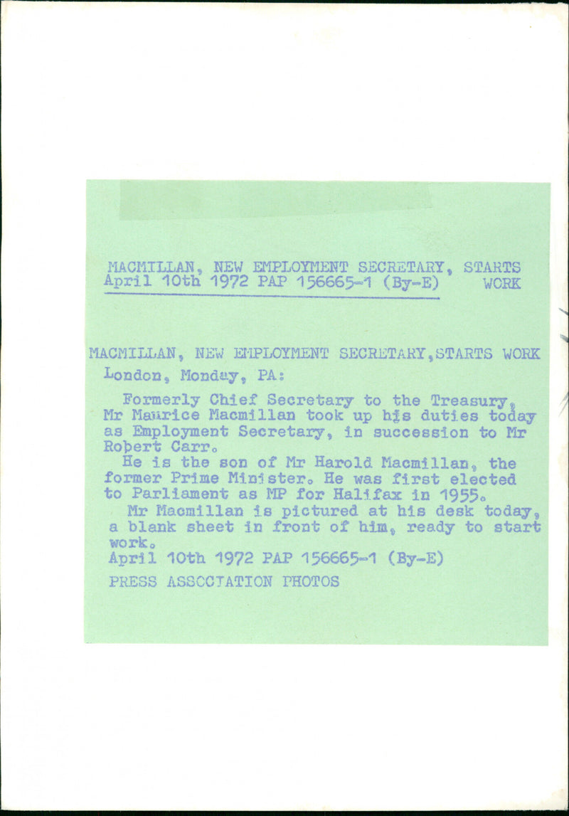 Maurice Macmillan - Vintage Photograph