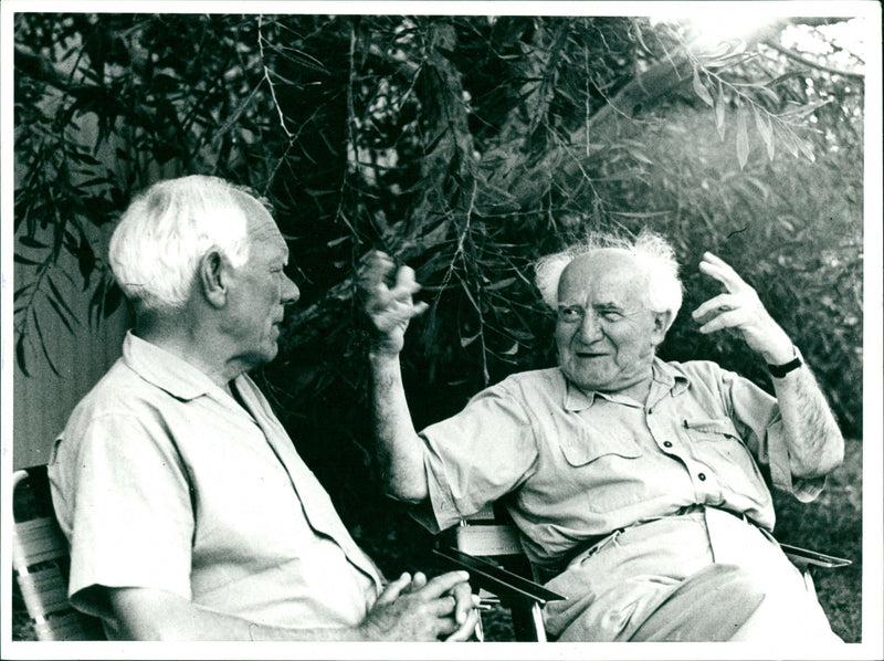 David Ben-Gurion and Malcolm Muggeridge. - Vintage Photograph