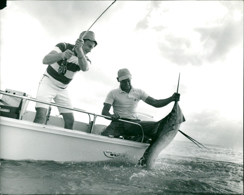 Deep Sea Fishing with Fly Rod tackle - Vintage Photograph