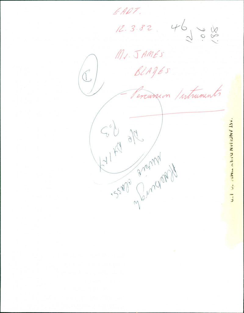 James Blades in Aldeburgh music class - Vintage Photograph