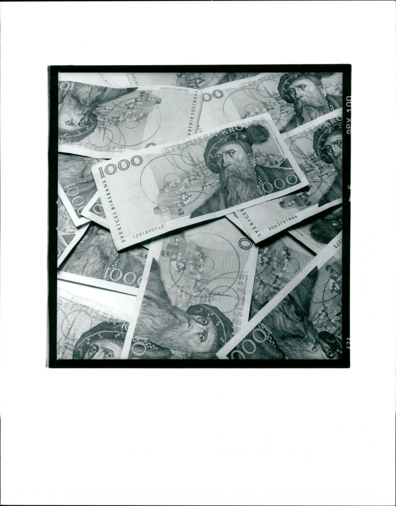 Swedish 1000 crown bills - Vintage Photograph