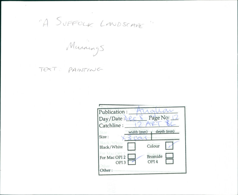 "A Suffolk Landscape" by Munnings - Vintage Photograph