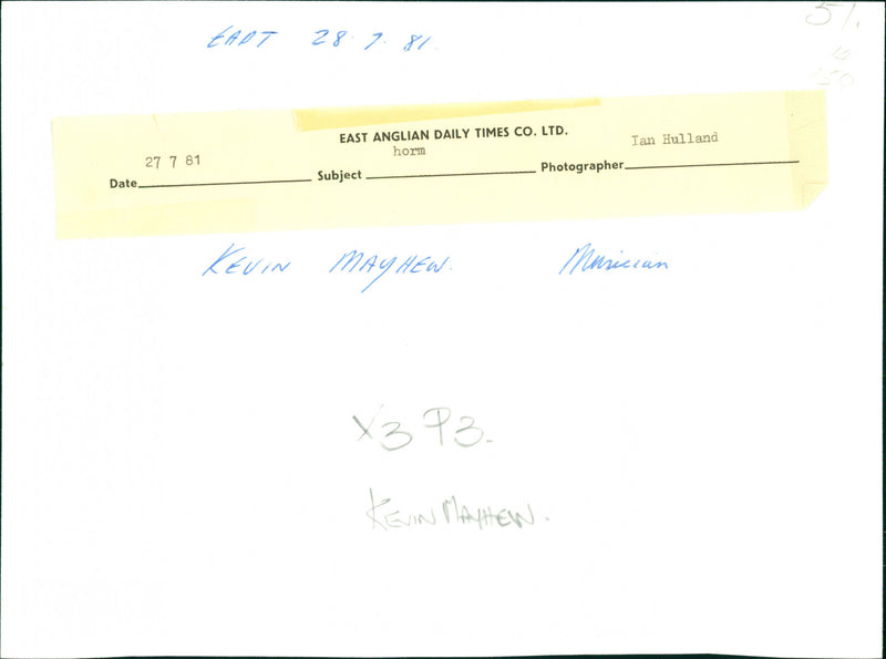 1981 DATE MUSICIAN - Vintage Photograph