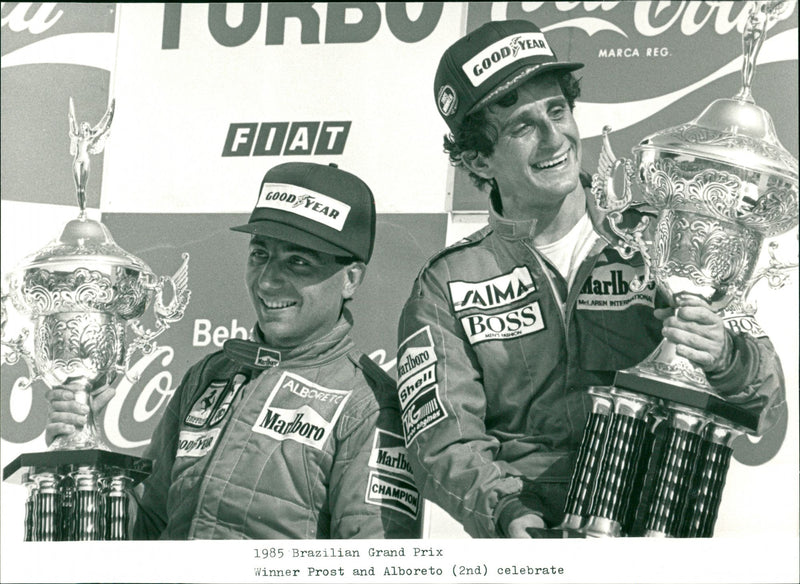 Alain Prost and Michele Alboreto. - Vintage Photograph