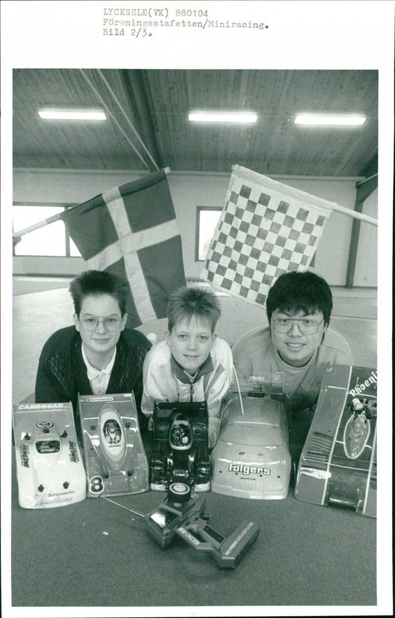 Lycksele Motor Club, mini racing. Joel Kjelsson, Tobias Nilsson and Robert Johansson - Vintage Photograph