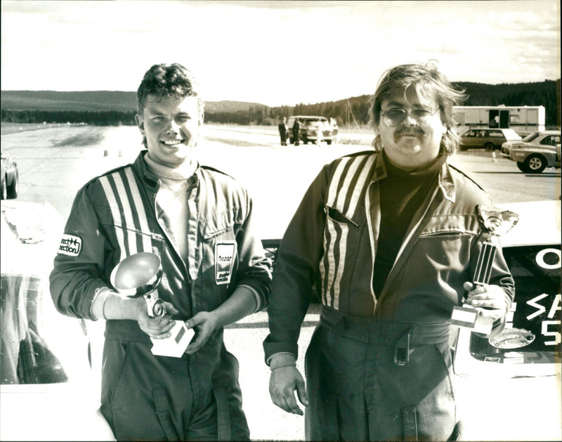 Martin Sjöström and Ingemar Mikaelsson. Drag racing "Lappmarksdraget i Lycksele" - Vintage Photograph