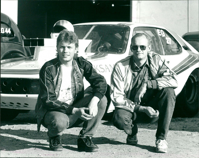 Martin Sjöström and Tord Sjöström, drag racing - Vintage Photograph