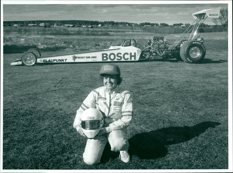 Monica Öberg, drag race driver - Vintage Photograph