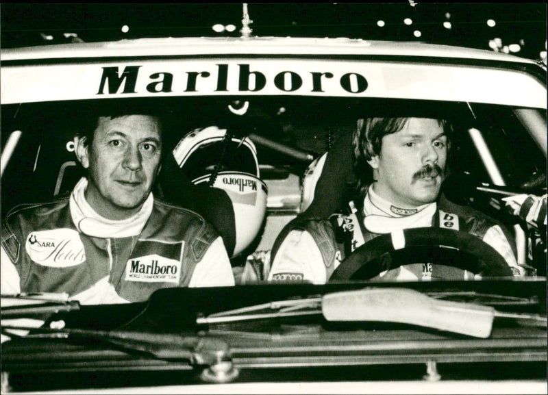 Rally driver Mikael Ericsson with map reader Claes Billstam - Vintage Photograph