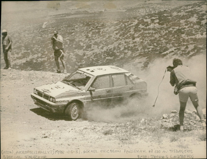 Mikael Ericsson förcerar i Akropolisrally - Vintage Photograph