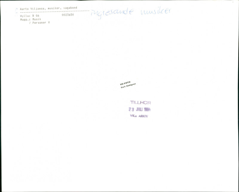 Aarto Wiljamaa, traveling musician - Vintage Photograph