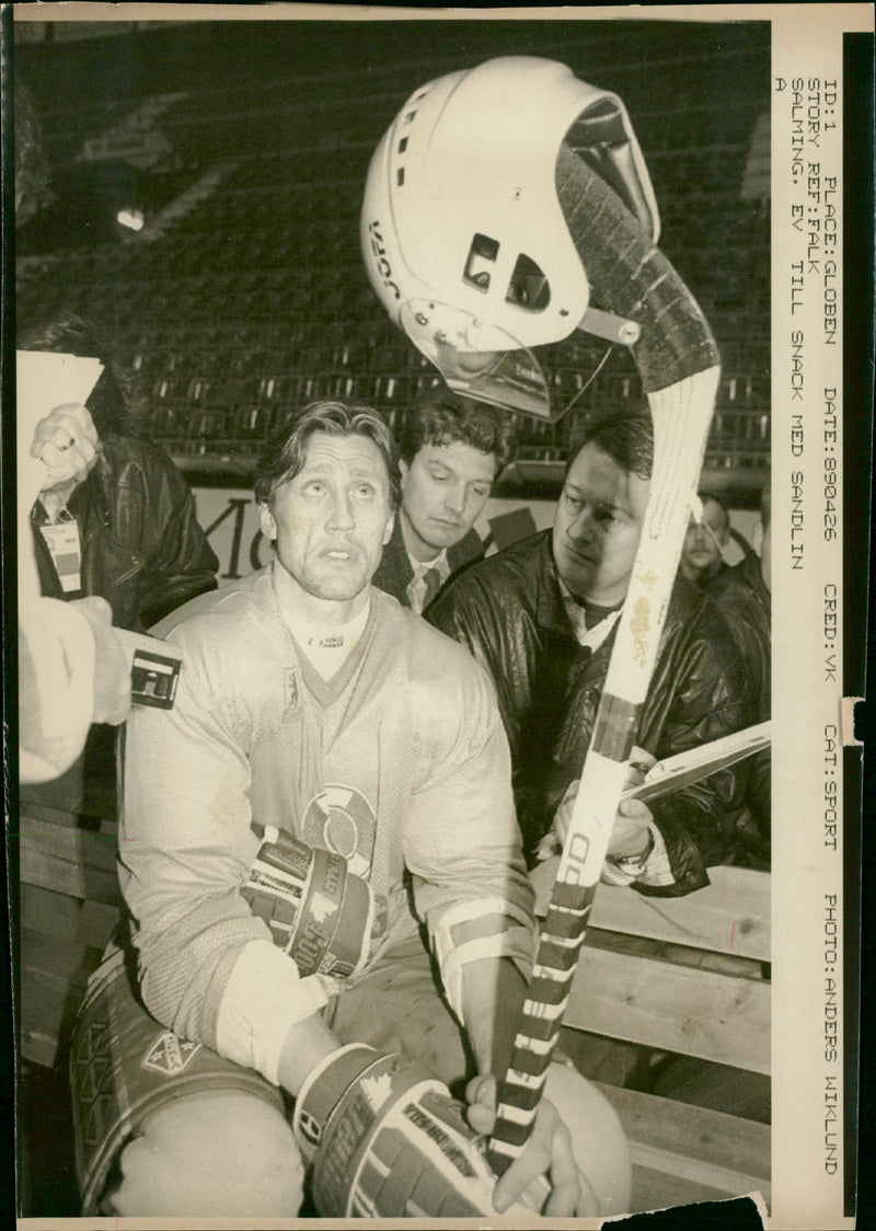 Börje Salming, Tre Kronor, Ishockey-VM 1989 - Vintage Photograph