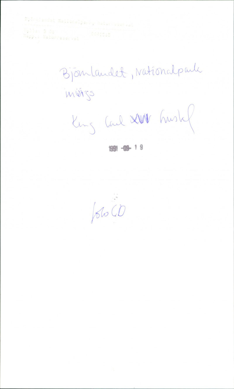 Björnlandet Nationalpark utmanar. Kung Carl XVI Gustaf - Vintage Photograph