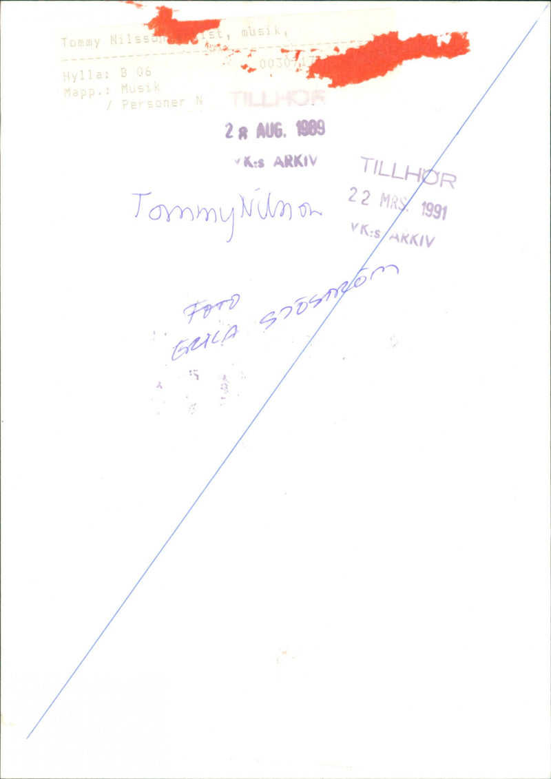 1989 MUSIC PERSONS MRS SHELF NILSON ARCHIVE GARHR PEOPLE NILSSOST TOMMY SOOSNKOM - Vintage Photograph