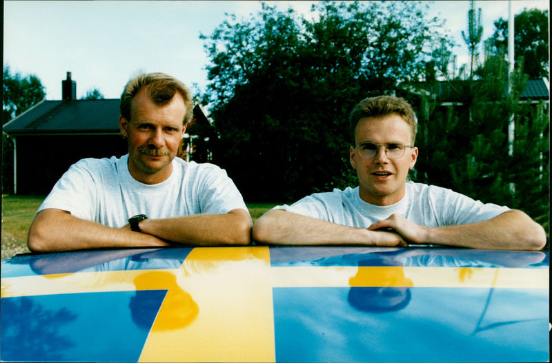 Joakim Andersson, rally Umeå AK, med kartläsaren Göran Nyström - Vintage Photograph