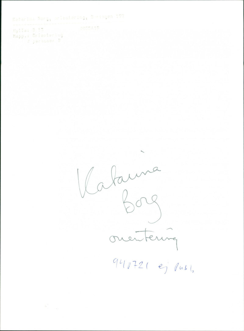 Katarina Borg, orientering - Vintage Photograph