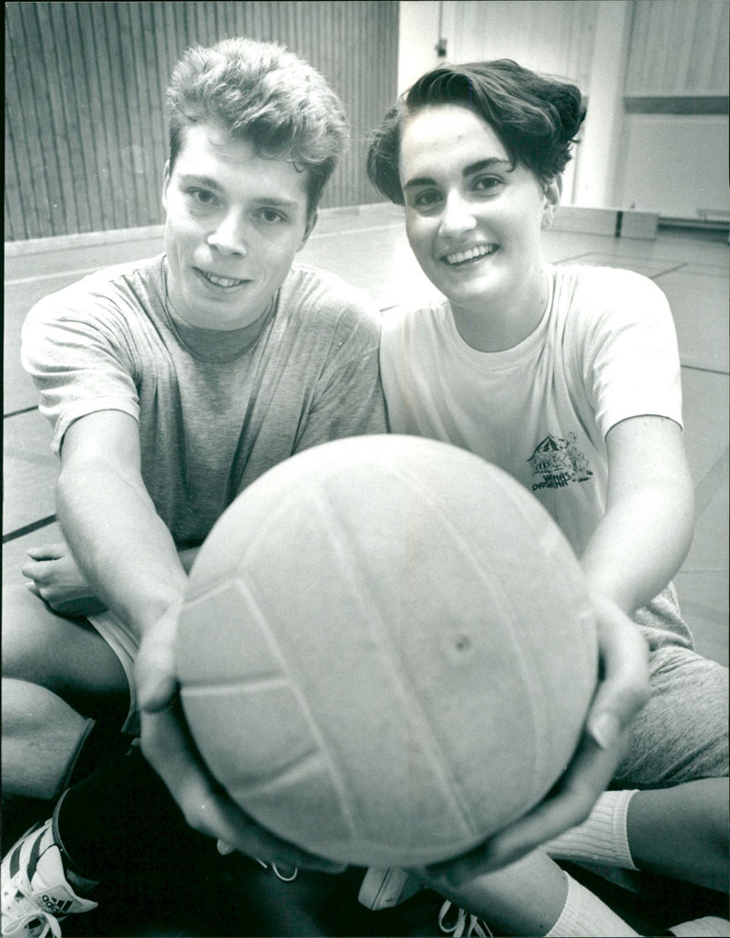 Janne Pasanen and Sylvia Sjöström. Vännäs Volleyball - Vintage Photograph