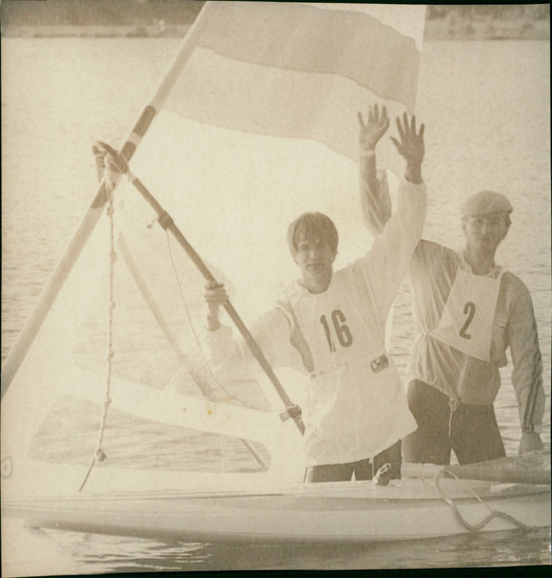 Windsurfing i Storuman. Rickard Stenmark och Ulf Åberg - Vintage Photograph