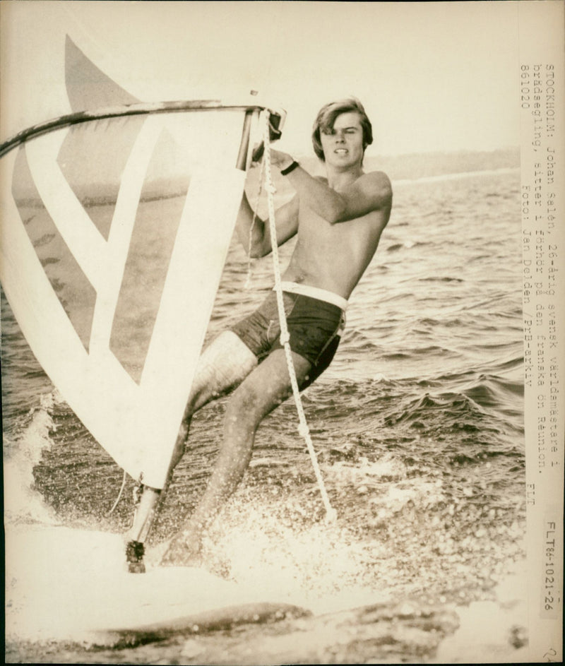 Johan Salèn, svensk världsmästare i brädsegling - Vintage Photograph