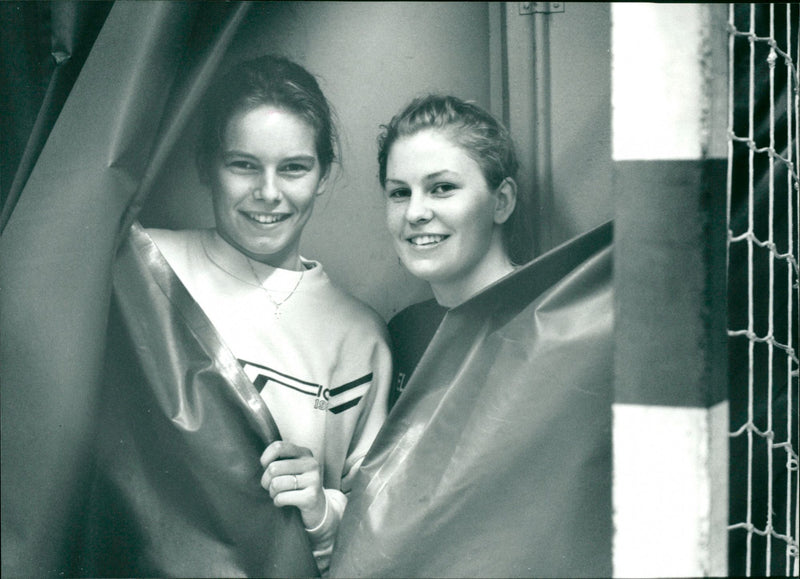 Malin Hörnberg and Ingela Lundberg, handball Umeå IK - Vintage Photograph