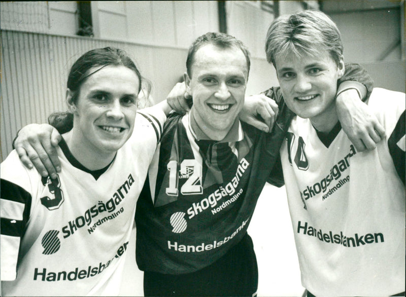 Anders Nilsson, Erling Johansson och Urban Sandström. Nordmaling handboll - Vintage Photograph