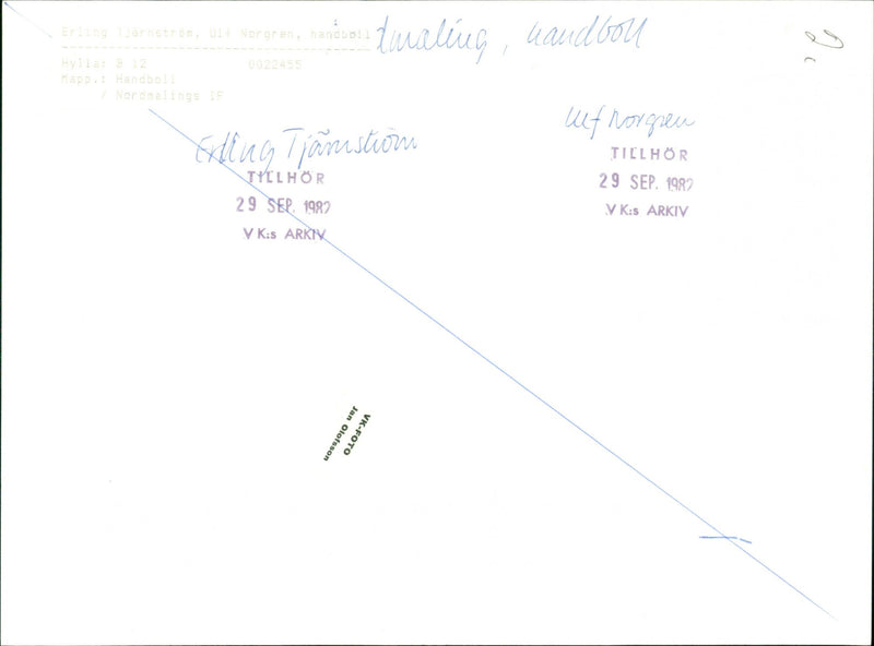 Erling Tjärnström och Ulf Norgren. Nordmalings IF-handboll - Vintage Photograph
