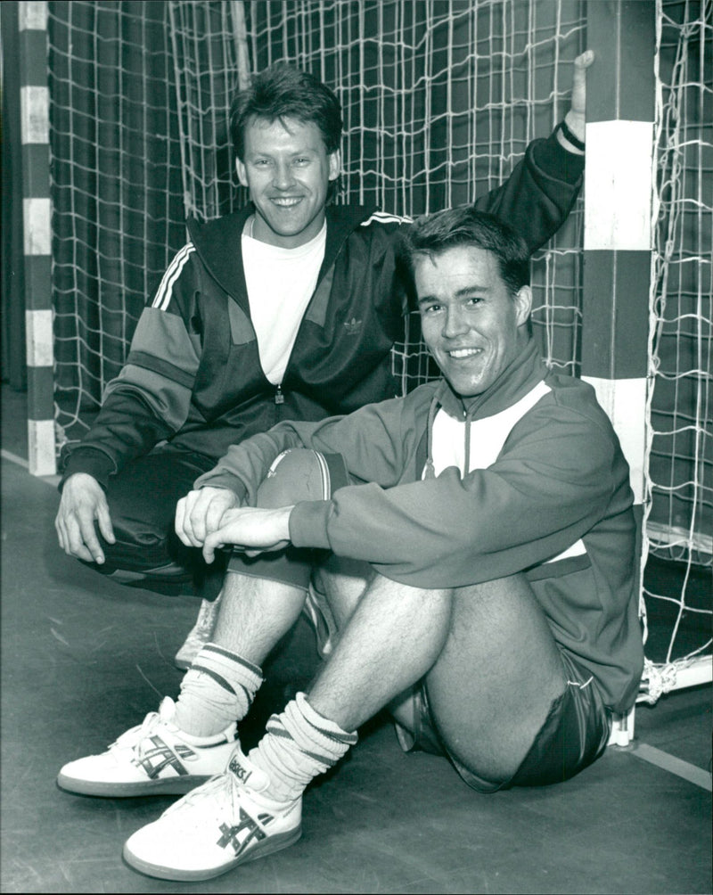 Per Olsson och Lars Andersson. Handboll Sävar IK - Vintage Photograph