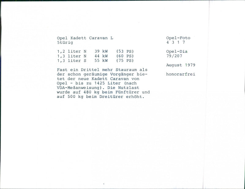 Opel Kadett Caravan L - Vintage Photograph