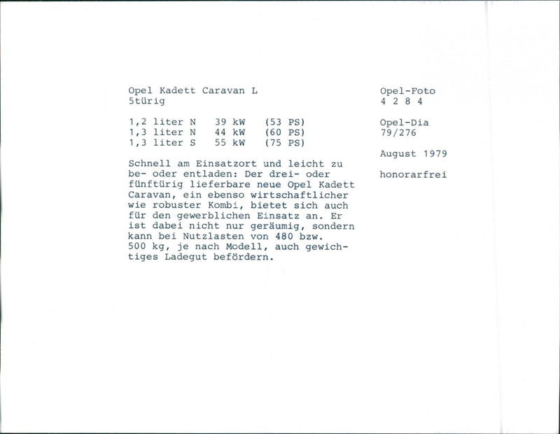 Opel Kadett Caravan L - Vintage Photograph