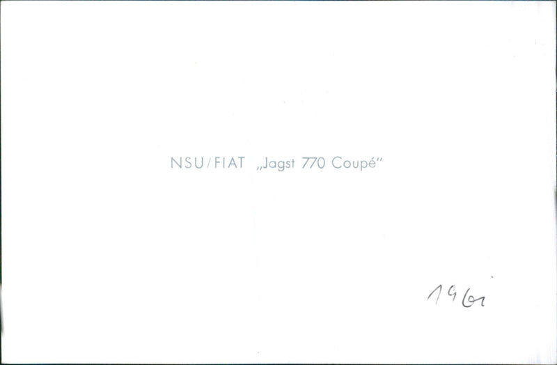 NSU Fiat Jagst 770 Coupe - Vintage Photograph