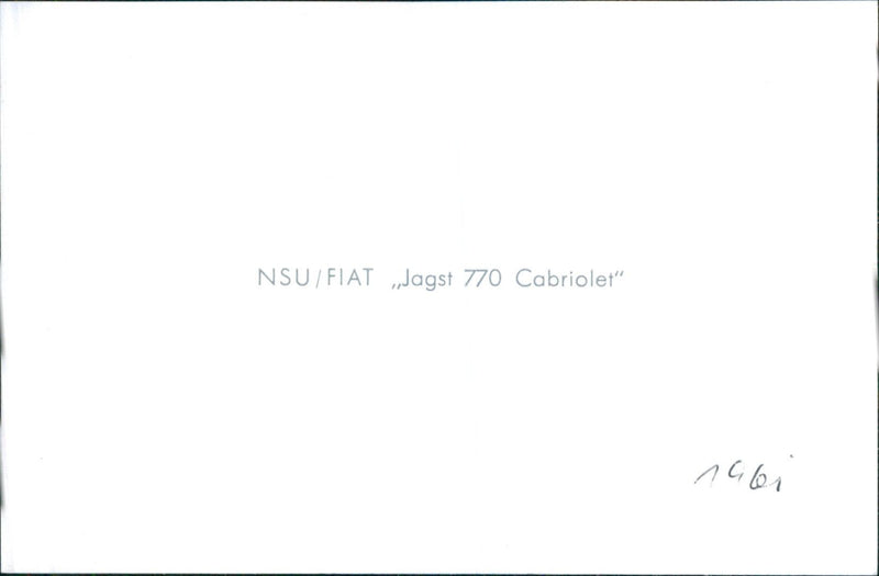 NSU Fiat Jagst 770 Cabriolet - Vintage Photograph