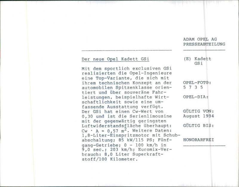 Opel Kadett GSi - Vintage Photograph