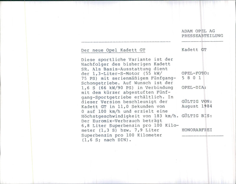 Opel Kadett GT - Vintage Photograph