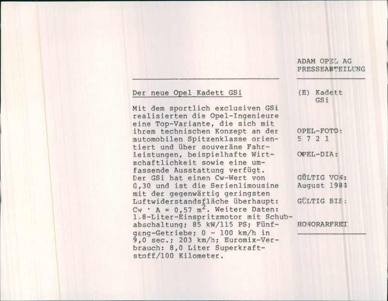 Opel Kadett GSi - Vintage Photograph