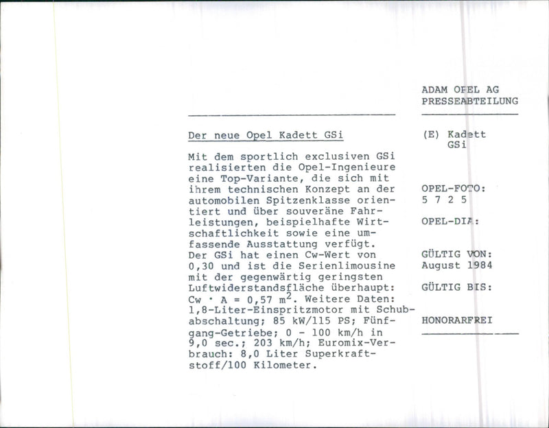 Opel Kadett GSi - Vintage Photograph