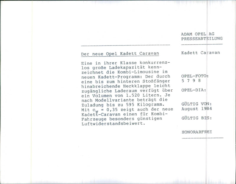 Opel Kadett Caravan - Vintage Photograph